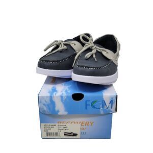 Island Surf Co. Catalina Boat Shoes Navy White Synthetic Upper Womens 9.5 NEW